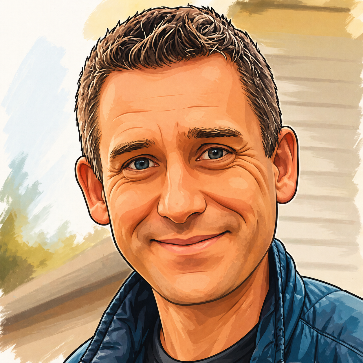 Cartoon portrait of Steve Neely